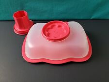Tupperware Jello Mold Get It All Wavy Red Clear Gelatin Mold 4 Piece New picture