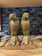 Vintage Parrot Budgie Parakeet Resin Bronze Bookends Steampunk Library 9