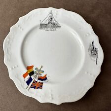 VINTAGE H.M.S COLOSSUS WWI SHIP HAND PAINTED FLAGS PLATE TUSCAN CHINA ENGLAND picture