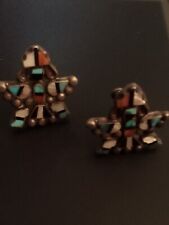 *Rare*Old Zuni Indian Vintage Sterling With (Turquoise, Red Coral, And Seashell) picture