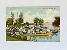 1912 Antique Vintage Postcard CANOEING Belle Isle Detroit MI picture