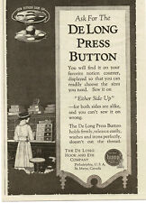 1919 DE LONG Press Button clothes dresses shirts sewing Vintage Print Ad picture