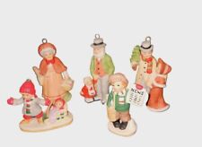 Lefton Colonial Village People Figurines News Grandma Children Sled Lot Of 5 picture