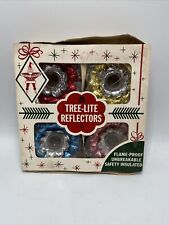 Vintage Holly (8) Tree-Lite Reflectors in Original Box Red Blue Yellow Pink picture