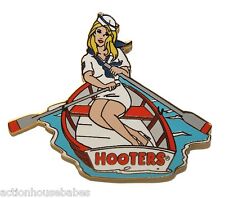HOOTERS RESTAURANT NAVY GIRL IN ROWBOAT BOAT ON LAKE PADDLE MILITARY LAPEL PIN picture