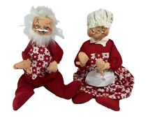 Vintage 1971 Annalee 12” Sitting Santa & Mrs Claus Mobilitee Dolls RARE picture