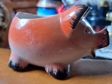 Vintage Small Red Black Pig Planter picture