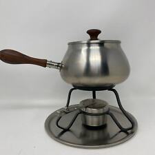 Vintage 60s MCM brushed stainless steel fondue pot picture