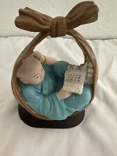 Vintage Asian Chinese Baby Boy Monk Figurine Laying In A Hammock Reading, Statue picture