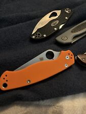 Spyderco Paramilitary 3.44 inch Folding Pocket Knife Orange G10 Excellent EDC picture
