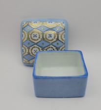 France Limoges Porcelain Hand Painted Trinket Box White-Blue-Gold picture