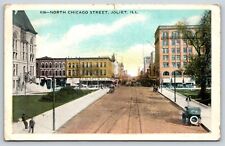 North Chicago Street Joliet Illinois Postcard c1916 A. Blacy & Co. Old Cars picture