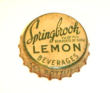 Rare Springbrook Lemon Soda Cork Lined Bottle Crown Cap Clinton, Iowa Vintage picture