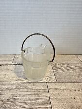 Vintage Small Clear Glass Pail/Bucket Ashtray with Handle Oak Whiskey Barrel picture