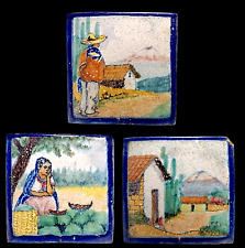 3 Vintage Yoseph Uriarte Talavera Pottery Tiles, 5.5