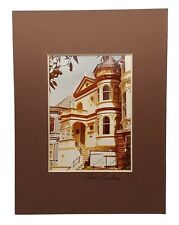 Vintage San Francisco Sacramento st Sepia protograph Historic houses 70s matted picture