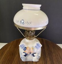 Vintage Enesco Dutch Boy And Girl Oil Lamp E-5823 Japan Blue White AS IS READ picture