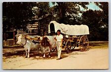 Lincoln's New Salem IL~Conestoga Wagon~Ox Team “Paleface” & “Redskin”~Vintage PC picture