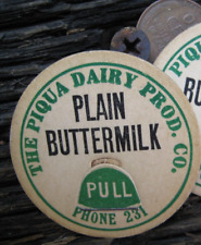 1 The Piqua Dairy Buttermilk milk bottle cap lid top Miami County Ohio OH O. gem picture