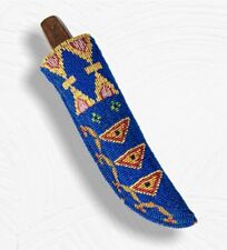 Handmade Indian Beaded Knife Cover Sioux Native American Leather Knife Sheath picture