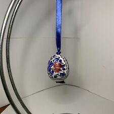 Budapest HUNGARY 🇭🇺Handpainted Blue White Ceramic Egg Ornament picture