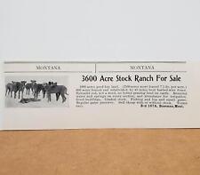 1909 Bozeman Montana Stock Ranch 3600 Acres Game Preserve Photo Print AD picture