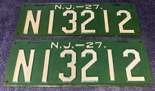 PAIR 1927 New Jersey license plates N13212 Burlington County '27 NJ tags Model T picture