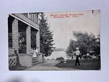 Burlington Wisconsin Brown’s Lake Moore’s Landing 1917 Vintage Postcard picture