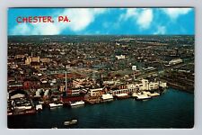 Chester PA-Pennsylvania, Aerial View City, Vintage Postcard picture