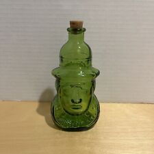 Vintage 1970's Wheaton NJ Green Glass Pocahontas Figural Bottle 5 1/8
