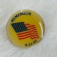 Remember 9/11 Round September 11th Remembrance Enamel USA Flag Lapel Pin picture