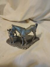 BEAUTIFUL 1977 RAWCLIFFE PEWTER MARE AND FOAL FIGURINE 5X3