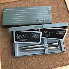 Parker Ballpoint Pen Silver Mechanical pencil Set w/Box Unused Vintage picture
