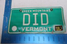 Vermont License Plate Tag 1985 85 VT Vanity DID (#1) picture