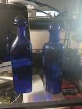 Vintage Hand Blown Square And Hexagon Colbalt Blue Glass Bottles 12
