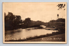 RPPC Galen St. Bridge Trolley Row Boat Picnic Water Tower Watertown MA Postcard picture
