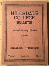 1930–1931 Hillsdale College Bulletin Catalog Hillsdale Michigan INV-P0847 picture