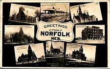 RPPC Multiview Buildings Greetings From Norfolk Nebraska NE 1910 Postcard D8 picture
