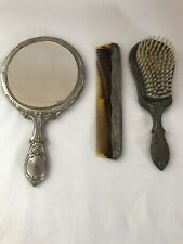 Antique Victorian Ornate  Comb Mirror and Brush Grooming Set Prop picture