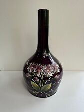 Antique Amethyst Hand Blown Hand Painted Floral Barber Bottle picture