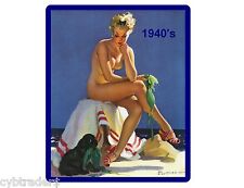 Vintage Pinup Calendar Girl Tanning 1940's Refrigerator / Tool Box Magnet  picture