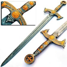 VIKING BATTLE SWORD Gift - Viking Mythology Medieval Ages Damascus Weapon Norse picture