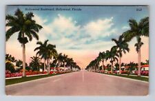 Hollywood FL-Florida, Hollywood Boulevard, Antique, Vintage c1957 Postcard picture