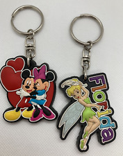 Disney Lot of 2 Rubber Keychains Tinkerbell Florida Mickey Mouse & Minnie Hearts picture