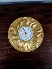 Vintage Waltham Gold Heavy Resin Sun Wall Clock Works 9 inch celestial Art Deco picture