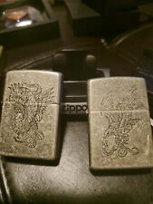 Pair Of Military Eagle And Cobra Snake Battling Zippo Lighters picture