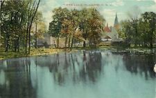 Plainfield New Jersey~Tiers Lake~Trees Along Water~Church in Background~1913 picture