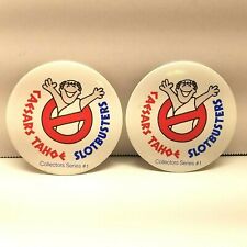Lot of 2 Caesars Tahoe Slotbusters Collectors Series Pin Buttons Nevada Casino picture
