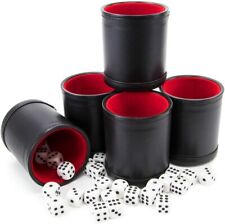 Professional Casino Faux Leather / Velvet Dice Cups 5-pack with 25 Dice Included picture