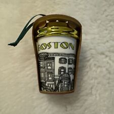 Starbucks Cities 2015 BOSTON Coffee Cup Mug Ceramic Christmas Tree Ornament NIB picture